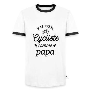 FUTUR CYCLISTE COMME PAPA - T-shirt contrasté Homme - blanc/noir - Devant - AI Model Female 172 light (172cm) & AI Model Male 178 dark (178cm)