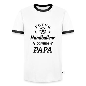 FUTUR HANDBALLEUR COMME PAPA - T-shirt contrasté Homme - blanc/noir - Devant - AI Model Female 172 light (172cm) & AI Model Male 178 dark (178cm)