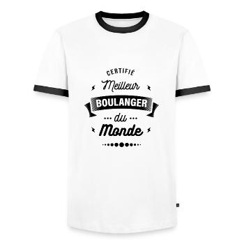 CERTIFIÉ MEILLEUR BOULANGER DU MONDE - T-shirt contrasté Homme - blanc/noir - Devant - AI Model Female 172 light (172cm) & AI Model Male 178 dark (178cm)