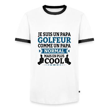 JE SUIS UN PAPA GOLFEUR - T-shirt contrasté Homme - blanc/noir - Devant - AI Model Female 172 light (172cm) & AI Model Male 178 dark (178cm)