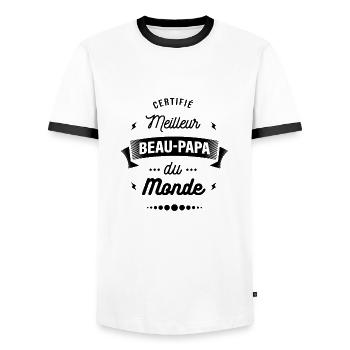 CERTIFIÉ MEILLEUR BEAU PAPA DU MONDE - T-shirt contrasté Homme - blanc/noir - Devant - AI Model Female 172 light (172cm) & AI Model Male 178 dark (178cm)