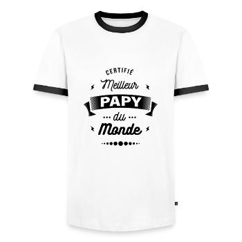 CERTIFIÉ MEILLEUR PAPY DU MONDE - T-shirt contrasté Homme - blanc/noir - Devant - AI Model Female 172 light (172cm) & AI Model Male 178 dark (178cm)