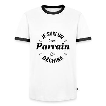 PARRAIN QUI DÉCHIRE - T-shirt contrasté Homme - blanc/noir - Devant - AI Model Female 172 light (172cm) & AI Model Male 178 dark (178cm)