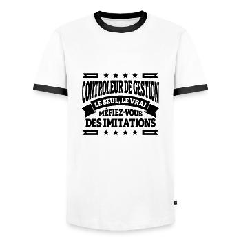 CONTROLEUR DE GESTION LE SEUL LE VRAI - T-shirt contrasté Homme - blanc/noir - Devant - AI Model Female 172 light (172cm) & AI Model Male 178 dark (178cm)