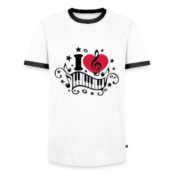 I love music heart note piano clef classic choir - Men's Ringer Shirt - white/black - Front - AI Model Female 172 light (172cm) & AI Model Male 178 dark (178cm)