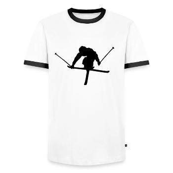 ski freestyle x jump 2 - Männer Kontrast-T-Shirt - Weiß/Schwarz - Vorne - AI Model Female 172 light (172cm) & AI Model Male 178 dark (178cm)