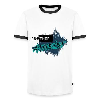 un autre Atheist - T-shirt contrasté Homme - blanc/noir - Devant - AI Model Female 172 light (172cm) & AI Model Male 178 dark (178cm)