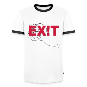 EXIT - Männer Kontrast-T-Shirt - Weiß/Schwarz - Vorne - AI Model Female 172 light (172cm) & AI Model Male 178 dark (178cm)