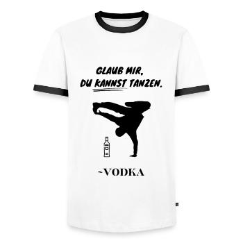 Glaub mir, du kannst tanzen. ~Vodka - Männer Kontrast-T-Shirt - Weiß/Schwarz - Vorne - AI Model Female 172 light (172cm) & AI Model Male 178 dark (178cm)