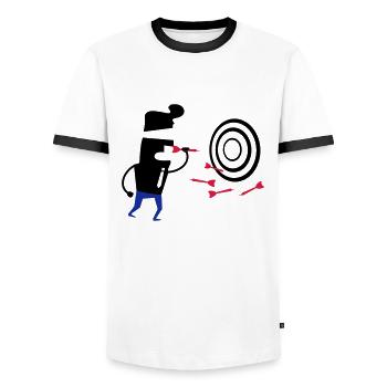 Blindfolded darts idea gift hobby sport - Men's Ringer Shirt - white/black - Front - AI Model Female 172 light (172cm) & AI Model Male 178 dark (178cm)