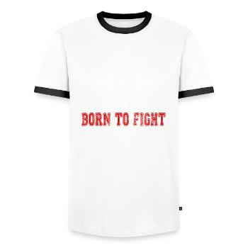 Boxen geboren, um boxen Gym GYM Sport zu kämpfen - Männer Kontrast-T-Shirt - Weiß/Schwarz - Vorne - AI Model Female 172 light (172cm) & AI Model Male 178 dark (178cm)
