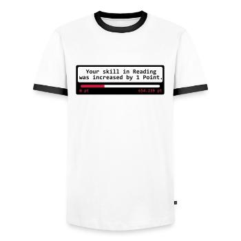 Your skill in Reading was increased by 1 Point - - Männer Kontrast-T-Shirt - Weiß/Schwarz - Vorne - AI Model Female 172 light (172cm) & AI Model Male 178 dark (178cm)