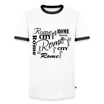 Rome - T-shirt contrasté Homme - blanc/noir - Devant - AI Model Female 172 light (172cm) & AI Model Male 178 dark (178cm)