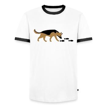 Mantrailer Shepherd vector - Men's Ringer Shirt - white/black - Front - AI Model Female 172 light (172cm) & AI Model Male 178 dark (178cm)