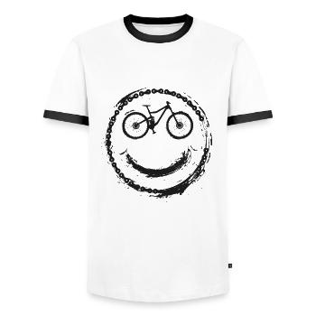 MTB Fahrrad Mountain Bike Mountainbiker - Männer Kontrast-T-Shirt - Weiß/Schwarz - Vorne - AI Model Female 172 light (172cm) & AI Model Male 178 dark (178cm)