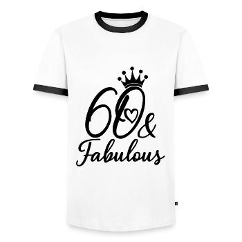 60 Und fabelhafte 60. Geburtstagsfeier 60 Jahre alt - Männer Kontrast-T-Shirt - Weiß/Schwarz - Vorne - AI Model Female 172 light (172cm) & AI Model Male 178 dark (178cm)