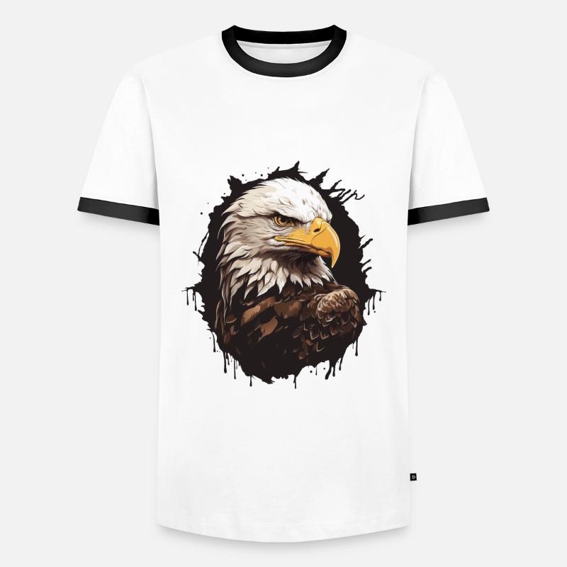 Bald Eagle Portrait - Men's Ringer Shirt - white/black