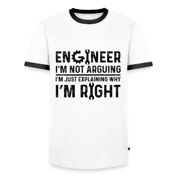Engineer I'm Not Arguing I'm Just Explaining Why I - Männer Kontrast-T-Shirt - Weiß/Schwarz - Vorne - AI Model Female 172 light (172cm) & AI Model Male 178 dark (178cm)