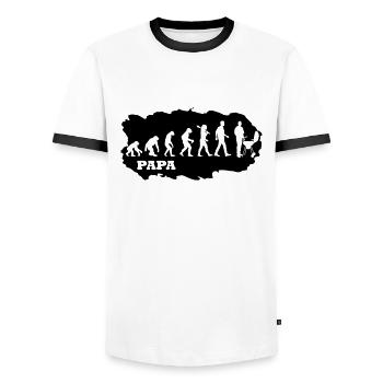 Männlich |PREMIUM DESIGN - Männer Kontrast-T-Shirt - Weiß/Schwarz - Vorne - AI Model Female 172 light (172cm) & AI Model Male 178 dark (178cm)