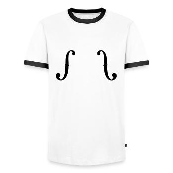 F-Loch - Männer Kontrast-T-Shirt - Weiß/Schwarz - Vorne - AI Model Female 172 light (172cm) & AI Model Male 178 dark (178cm)