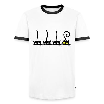 Chat drôle - T-shirt contrasté Homme - blanc/noir - Devant - AI Model Female 172 light (172cm) & AI Model Male 178 dark (178cm)