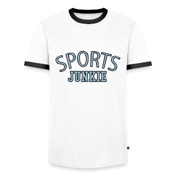Sports junkie is looking addicted to fitness gym - Men's Ringer Shirt - white/black - Front - AI Model Female 172 light (172cm) & AI Model Male 178 dark (178cm)