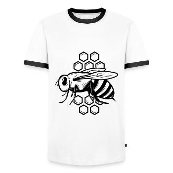 Bee Wasp Bumblebee Beekeeper Nature Conservation Environment Organic - Men's Ringer Shirt - white/black - Front - AI Model Female 172 light (172cm) & AI Model Male 178 dark (178cm)