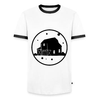 Barn Farm Ranch Holidays Holiday - Men's Ringer Shirt - white/black - Front - AI Model Female 172 light (172cm) & AI Model Male 178 dark (178cm)