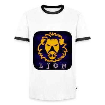 LION (Lion) - T-shirt contrasté Homme - blanc/noir - Devant - AI Model Female 172 light (172cm) & AI Model Male 178 dark (178cm)