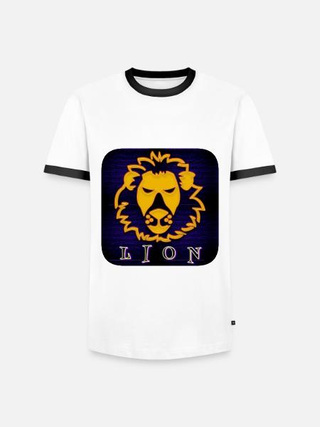 LION (Löwe) - Männer Kontrast-T-Shirt - Weiß/Schwarz