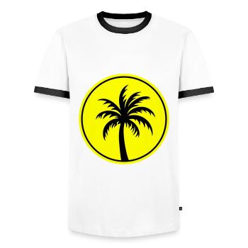 Palm Tree Holiday Beach - Men's Ringer Shirt - white/black - Front - AI Model Female 172 light (172cm) & AI Model Male 178 dark (178cm)
