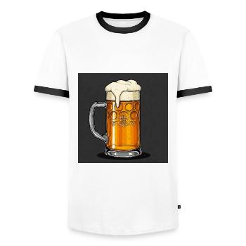 L’amour des chopes de bière – entre tradition et tendance - T-shirt contrasté Homme - blanc/noir - Devant - AI Model Female 172 light (172cm) & AI Model Male 178 dark (178cm)