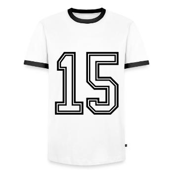 Symbole de 15 chiffres - T-shirt contrasté Homme - blanc/noir - Devant - AI Model Female 172 light (172cm) & AI Model Male 178 dark (178cm)