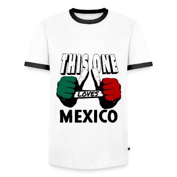 Drapeau du Mexique Drapeau mexicain Mexique Amérique du Sud - T-shirt contrasté Homme - blanc/noir - Devant - AI Model Female 172 light (172cm) & AI Model Male 178 dark (178cm)
