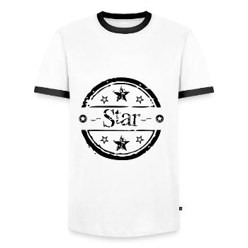 star etoile - T-shirt contrasté Homme - blanc/noir - Devant - AI Model Female 172 light (172cm) & AI Model Male 178 dark (178cm)