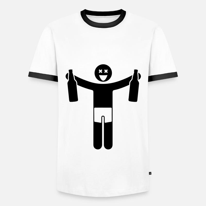 party mann drinking - Männer Kontrast-T-Shirt - Weiß/Schwarz