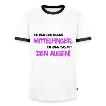 Brauche keinen Mittelfinger - Männer Kontrast-T-Shirt - Weiß/Schwarz - Vorne - AI Model Female 172 light (172cm) & AI Model Male 178 dark (178cm)