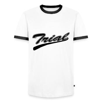 Trial - Männer Kontrast-T-Shirt - Weiß/Schwarz - Vorne - AI Model Female 172 light (172cm) & AI Model Male 178 dark (178cm)