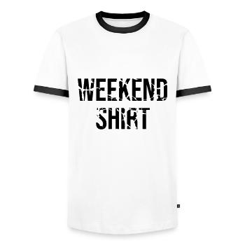Wochenende - Männer Kontrast-T-Shirt - Weiß/Schwarz - Vorne - AI Model Female 172 light (172cm) & AI Model Male 178 dark (178cm)