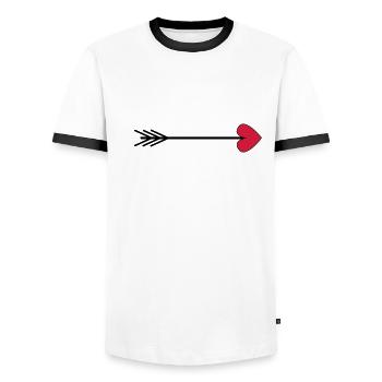 Arrow Heart Arrow Gift Idea Valentines Day Love - Men's Ringer Shirt - white/black - Front - AI Model Female 172 light (172cm) & AI Model Male 178 dark (178cm)
