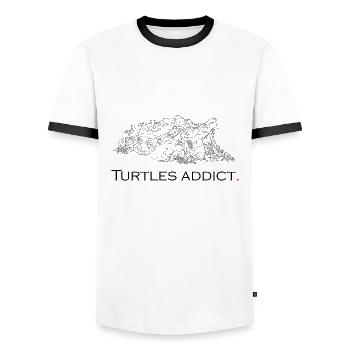 Turtles addict - Men's Ringer Shirt - white/black - Front - AI Model Female 172 light (172cm) & AI Model Male 178 dark (178cm)