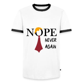 Non. Plus jamais - T-shirt contrasté Homme - blanc/noir - Devant - AI Model Female 172 light (172cm) & AI Model Male 178 dark (178cm)