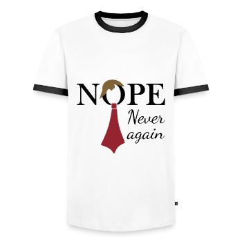 Non. Plus jamais - T-shirt contrasté Homme - blanc/noir - Devant - AI Model Female 172 light (172cm) & AI Model Male 178 dark (178cm)