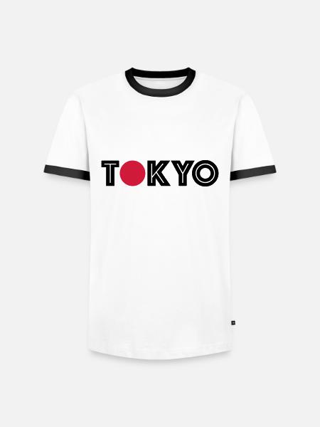 Tokyo shirt with red dot - Men's Ringer Shirt - white/black