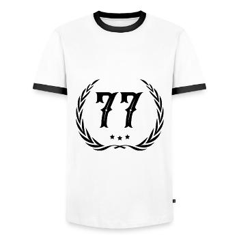 77 Couronne numérique - T-shirt contrasté Homme - blanc/noir - Devant - AI Model Female 172 light (172cm) & AI Model Male 178 dark (178cm)