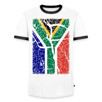 Afrique du Sud - T-shirt contrasté Homme - blanc/noir - Devant - AI Model Female 172 light (172cm) & AI Model Male 178 dark (178cm)