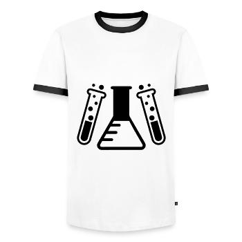 Chimiste en éprouvette - T-shirt contrasté Homme - blanc/noir - Devant - AI Model Female 172 light (172cm) & AI Model Male 178 dark (178cm)