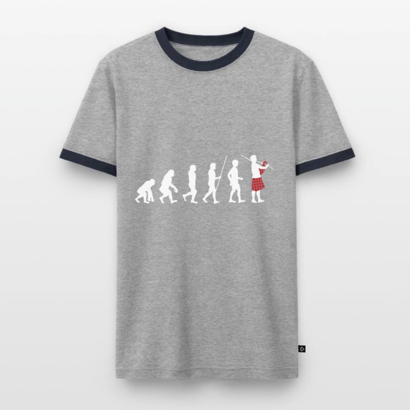 Instrument de cornemuse drôle d'évolution de cornemuse T-shirt contrasté Homme