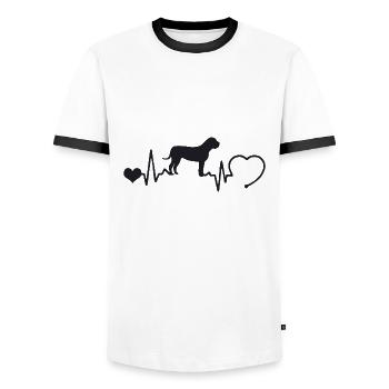 Boerboel mit Herzschlag - Männer Kontrast-T-Shirt - Weiß/Schwarz - Vorne - AI Model Female 172 light (172cm) & AI Model Male 178 dark (178cm)