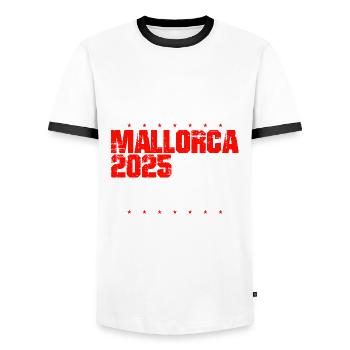 Mallorca 2025 Team - Men's Ringer Shirt - white/black - Front - AI Model Female 172 light (172cm) & AI Model Male 178 dark (178cm)